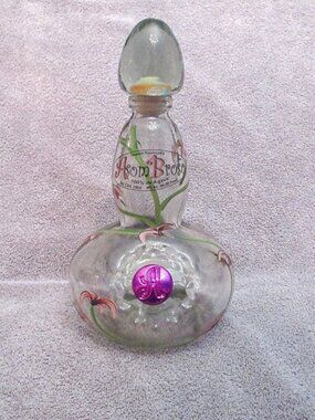 Vtg Asombroso Tequila Floral Decanter Hand Painted Glass Genie Bottle Limited Ed